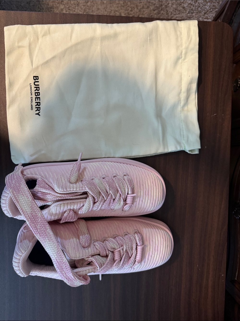 Burberry Women Light Pink High-Top Sneakers